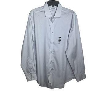 Calvin Klein Steel Men's Slim-Fit Stretch Dress Shirt, blue multi 16.5 32-33 $85